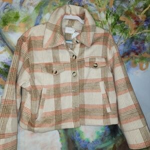 Lush Soft Plaid Button Up Jacket